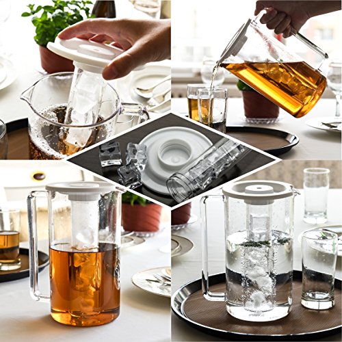 Beautiplove Water Filter Pitcher with Portable Water Filter & Ice Tube Infuser