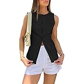 Cicy Bell Womens Round Neck Waistcoat Vest Summer Button up Vest Tops Casual Business Fitted Sleeveless Blazer