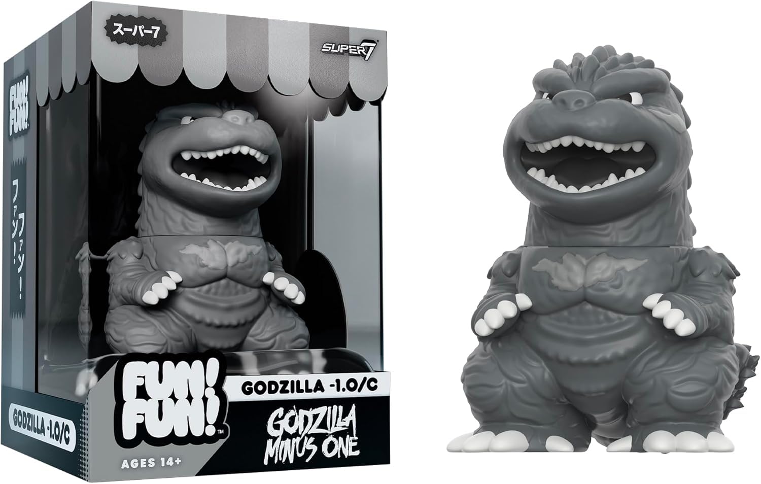 Super7 Fun! Fun! Toho Godzilla Minus One (Grayscale) Vinyl Figure - 5" Toho Godzilla Action Figure Kaiju - Classic Movie Monster Fans Collectibles & Retro Toys - Limited Edition - Amazon Exclusive