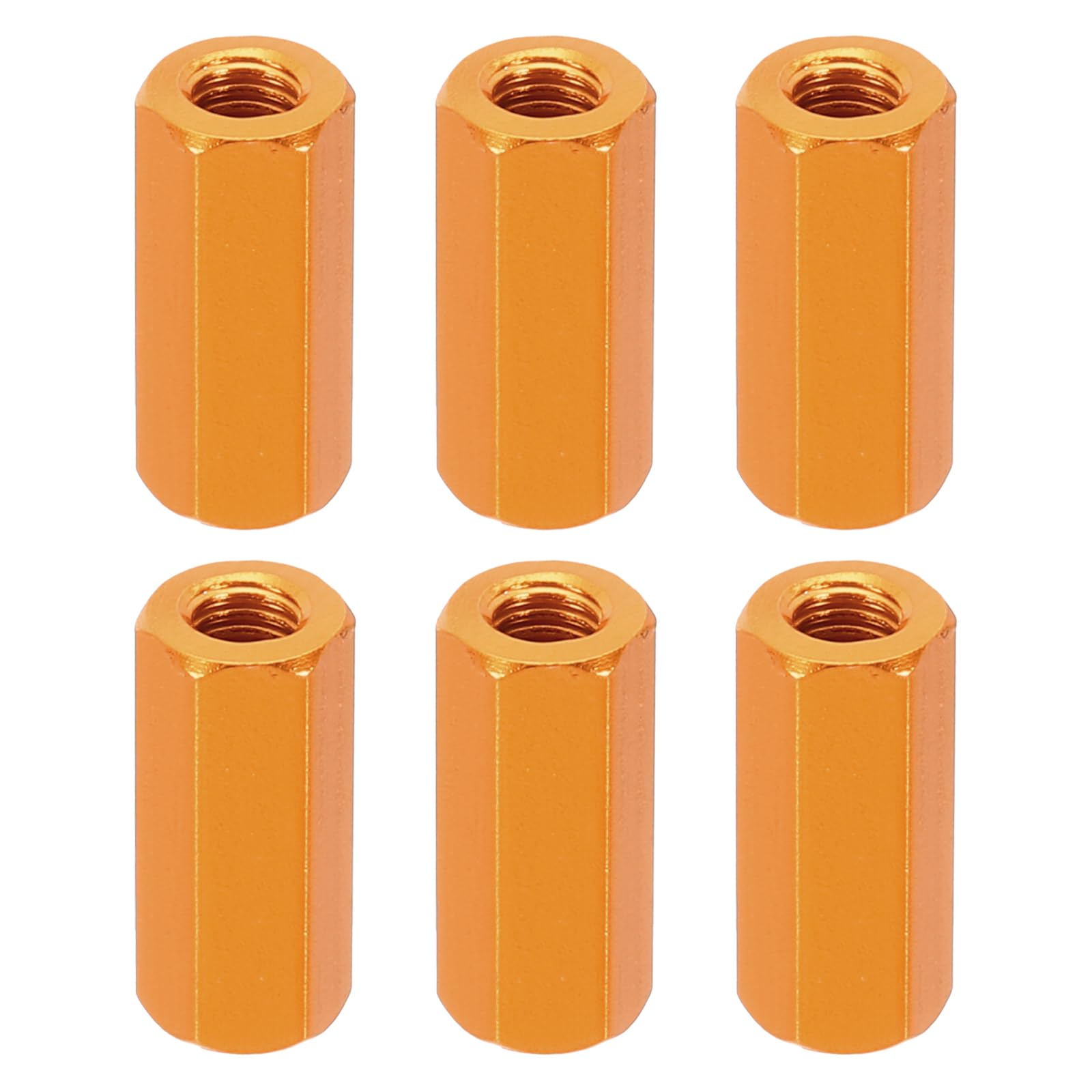 PATIKIL M3 Hex Nuts, 6pcs M3 Threaded Spacers Aluminum 12mm L Female Metal Spacer Screw Standoff for M3 Screw Bolts RC Car Drones Stacks Motherboard, Golden