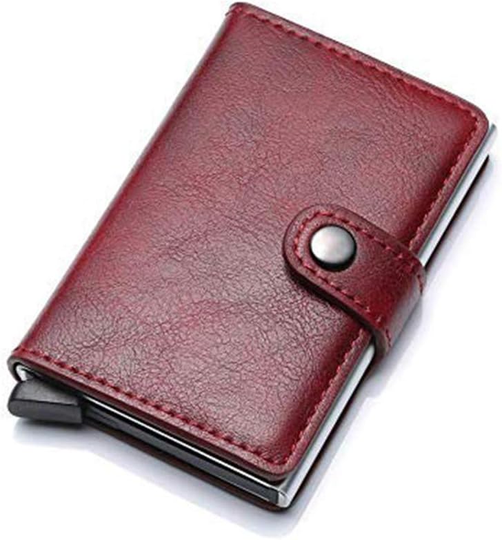 Mens Pop Up Wallet Automatic RFID Card Slim Credit Wallet Vintage Case Business Quilted Secure Leather Pop-up Cardholder