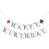 Casino Happy Birthday Banner - Poker Casino Theme Party Decorations, Las Vegas Poker Night Party Supplies