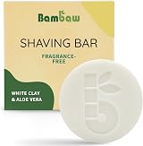 Bambaw Shaving Bar 80g Organic White Clay Aloe Fragrance Free Vegan Soap view 1
