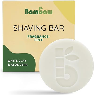 Bambaw Shaving Bar 80g Organic White Clay Aloe Fragrance Free Vegan Soap