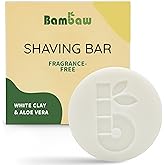 Bambaw | Shaving Bar | 80g | Organic White Clay & Aloe Vera Shaving Bar | Shaving Soap Puck Sensitive Skin | Natural Shaving 