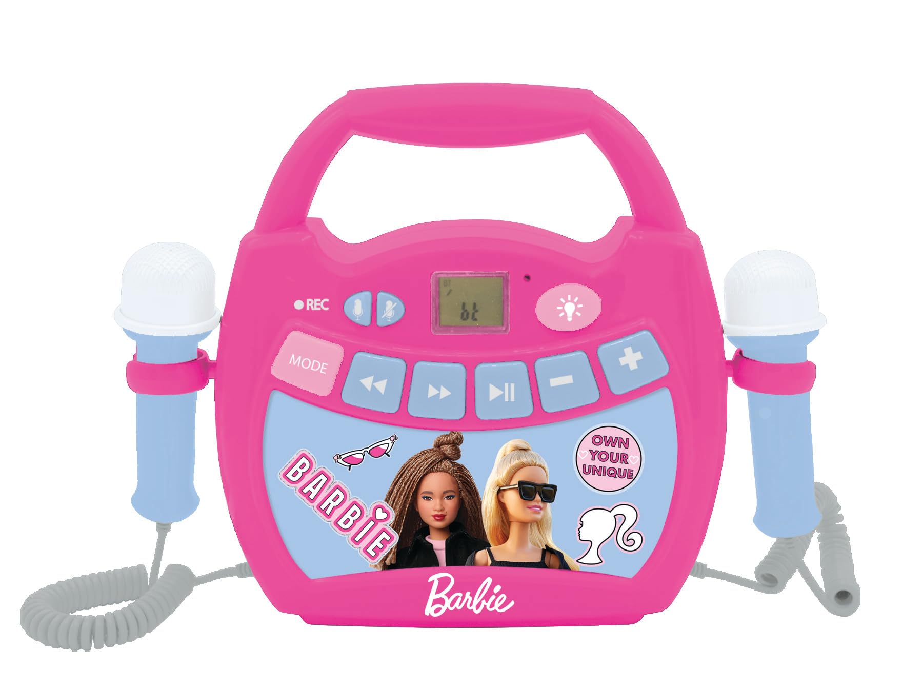 LEXIBOOK, Barbie, Portable karaoke digital player for kids, Microphones, Light effects, Bluetooth®, Record and voice changer functions, Pink, MP320BBZ — image 1