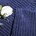 HOME BRILLIANT Striped Decorative Corduroy Velvet Euro Sham Couch Throw Pillow Cover for Bed, 24 inch (60cm), Navy Blue