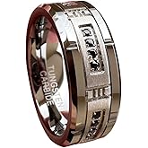 TUTISS 8mm Tungsten Rings for Couple Men Women Cubic Zirconia Cz Stone All Around Eternity Anniversary Engagement Wedding Bands Fashion Jewelry Matte Polished Comfort Fit