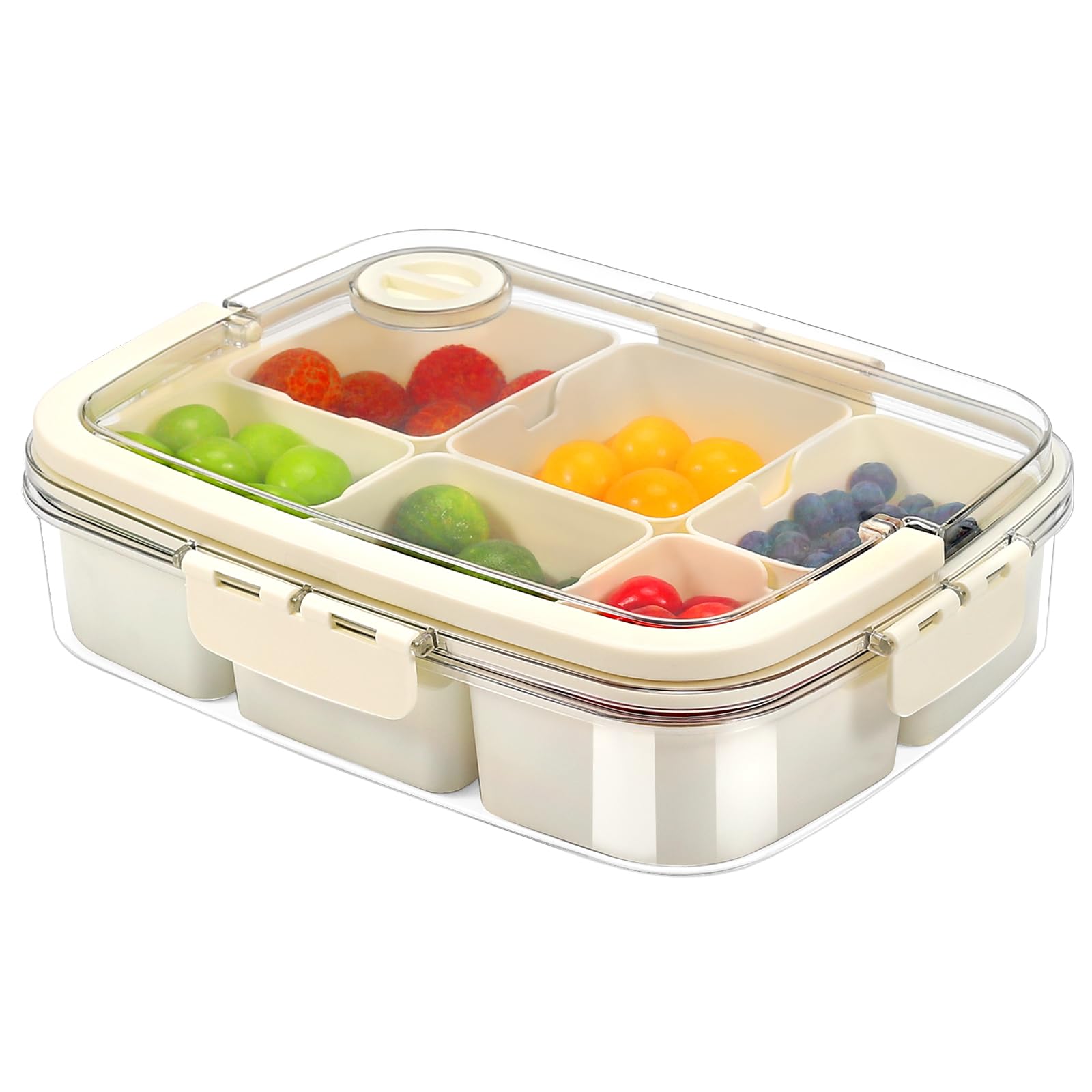 Photo 1 of WGBP Snackle Box Container,6 Compartments Fruit Storage Containers for Fridge Organizer,Divided Serving Tray with Lid Snack Box Container Great for Party, Travel and Picnic