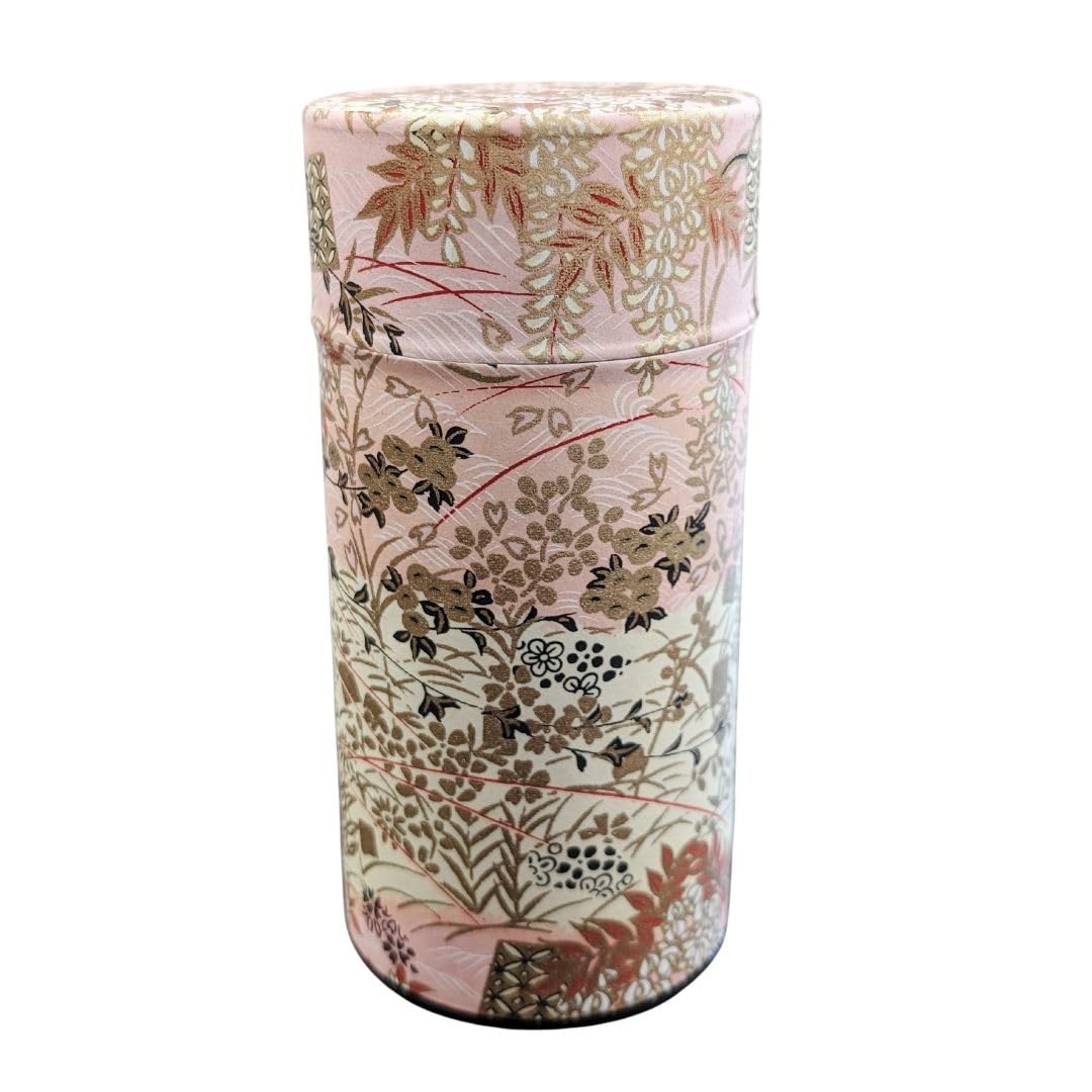 Photo 1 of ????? Japanese Tea Canister Double Lid, Japanese Washi Paper Coated with Capacity of 6.2oz(175g), Japanese Green Tea Container, shunshou(??)