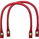 Murtenze 2PCS Leather Purse Handles, 0.5'' Wide 15.7" Length Red PU Leather Purses Straps with Button for Handbag DIY Making Accessories, Leather Handles for Bags Handles