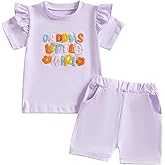 mlpeerw Toddler Baby Girl Summer Clothes Ruffle Short Sleeve T Shirt Tops Shorts 2 Piece Outfit Cute Baby Girl Clothes