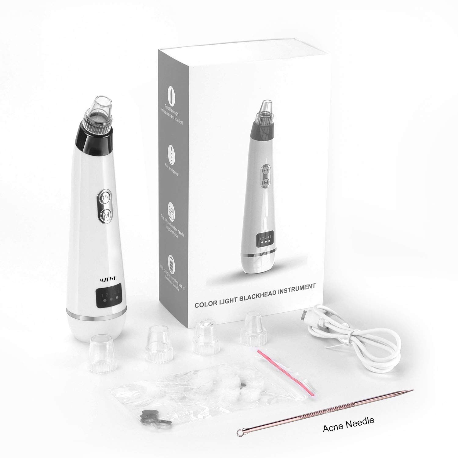 Blackhead Remover Pore Vacuum, Electric Blackhead Vacuum Suction Tool Set Skin Facial Pore Cleaner, Acne Comedo Eliminator Blackhead Extractor Device for Women\'s Skin Care with 5 Multi-Functional Probe