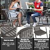 DKIEI 4 Pcs Outdoor Brown Wicker Rattan Bistro Chairs Metal Frame 72x56x54.5cm view 4