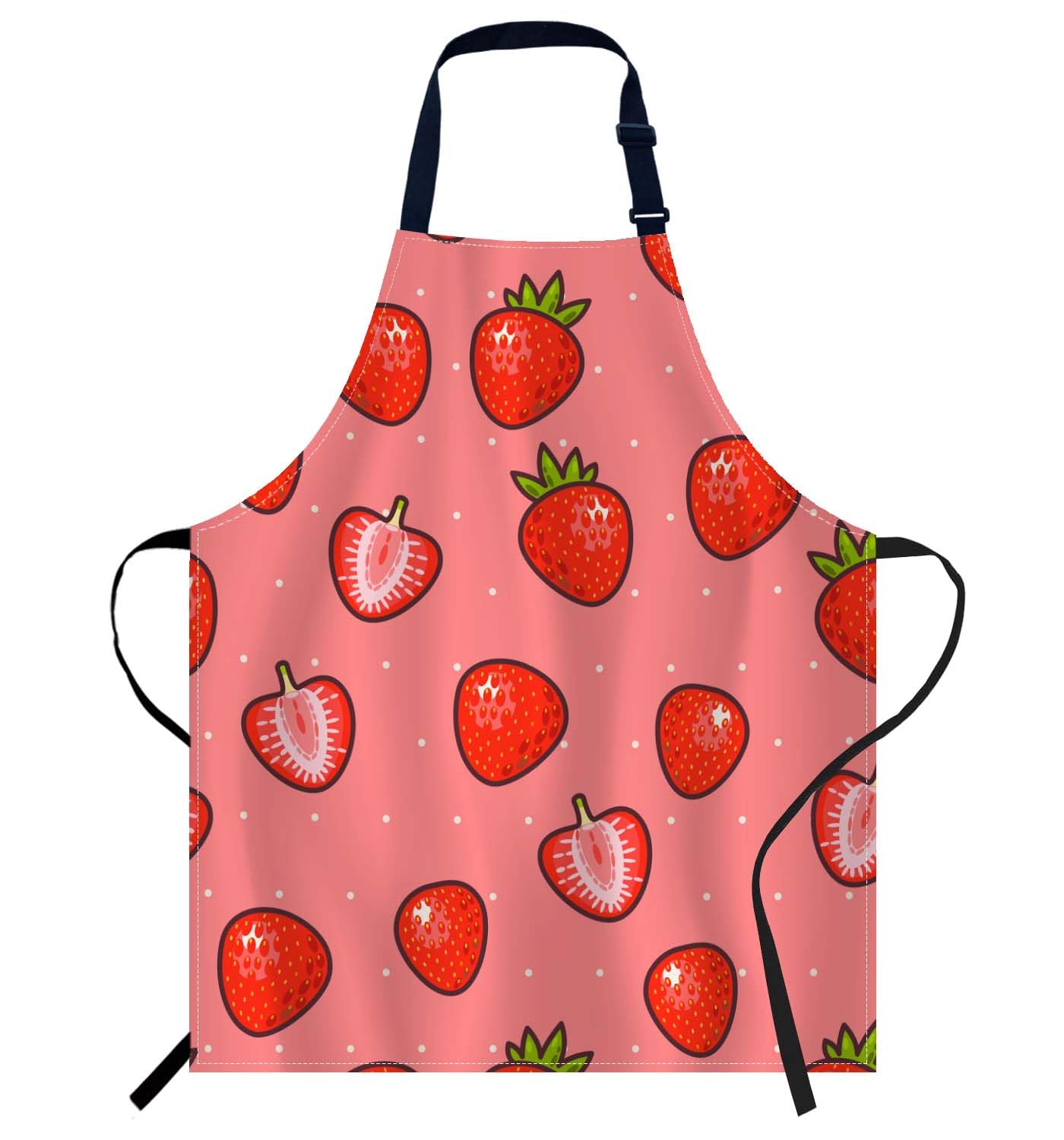 Smooffly Strawberry Apron with Slices - Chefs Apron for Men & Women, Kitchen & BBQ Bib