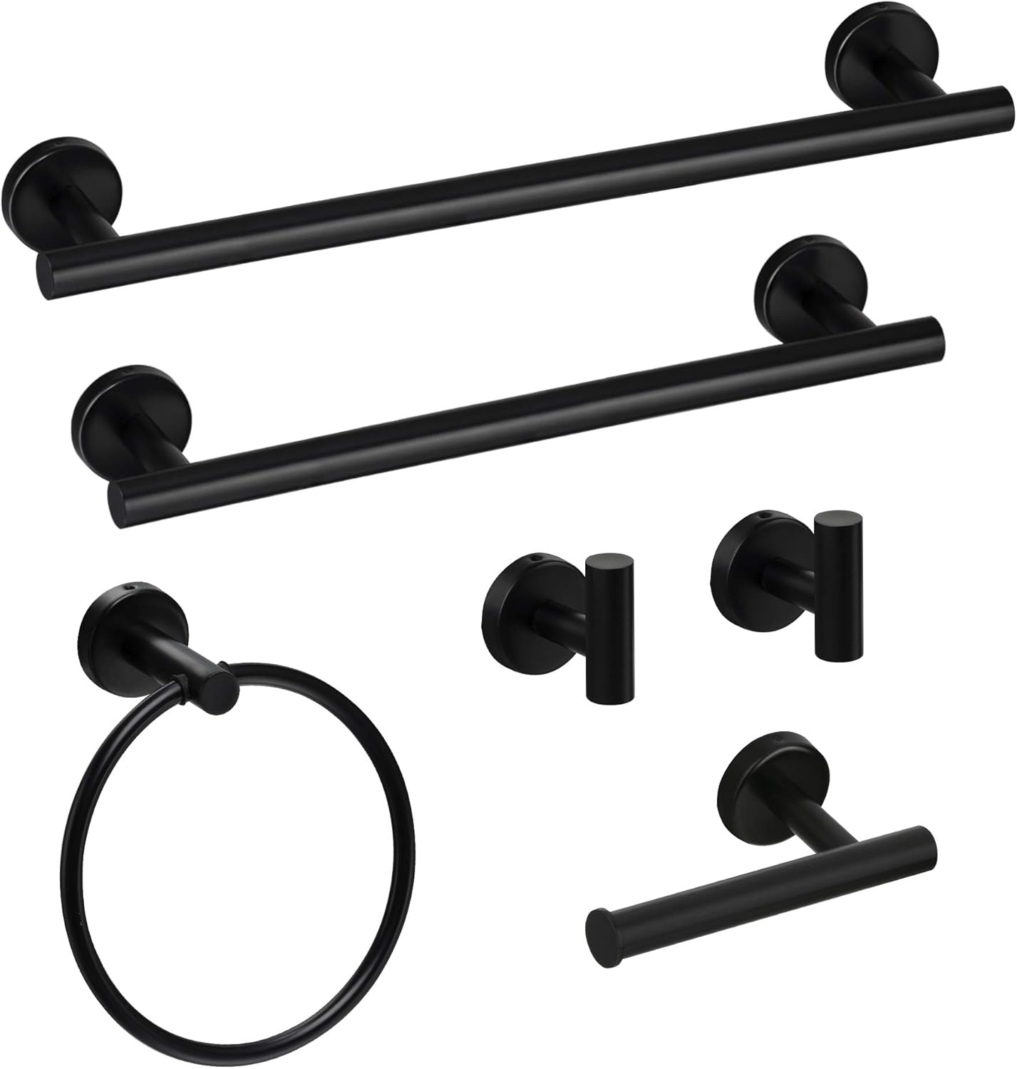 Bathroom Hardware Set, 6 Piece Stainless Steel Bathroom Towel Rack Set Wall Mount Towel Bar Set Include 18" 24" Hand Towel Bar, Toilet Paper Holder,Towel Ring, 2 Hooks: Kitchen & Dining