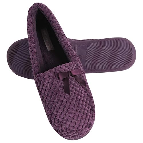 Yiduode House Shoes Women S Gridding Velvet Memory Form Indoor Slippers