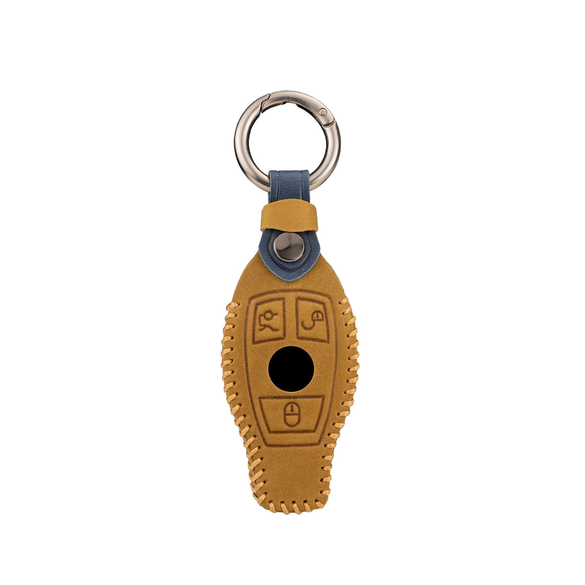 ontto for Mercedes Car Key Cover Premium Leather Key Fob Cover Holder Protector for Mercedes C-Class E-Class G-Class R-Class S-Class SL Series M-Class Sprinter 3-Button Remote Car Key Case Keyring