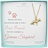 MOM & THREE DAUGHTERS Antique Gold German Shepherd Necklace | 18" with 2" Extender Chain | Realistic Dog Charm Necklace
