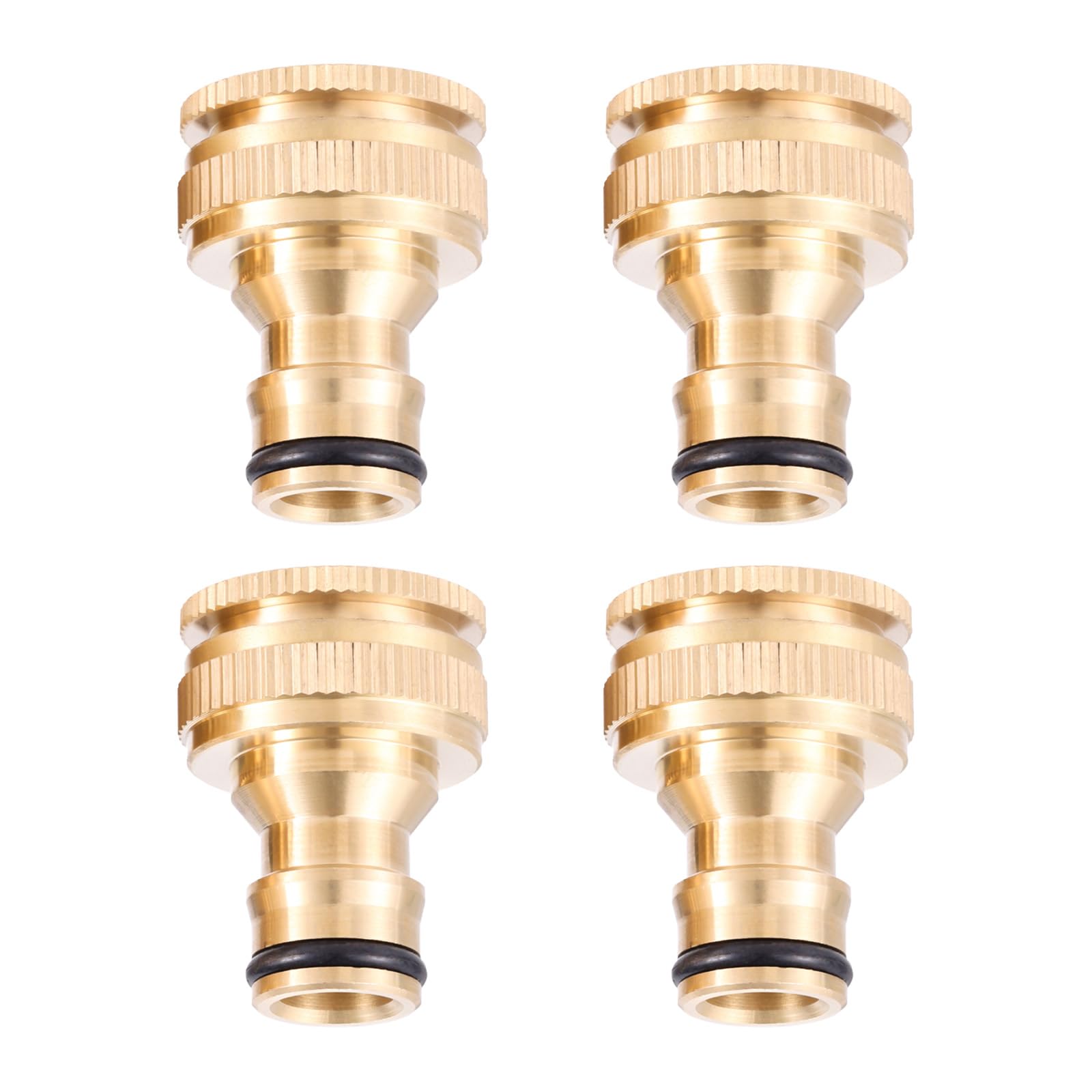Hicello 4PACK Garden Hose Tap Quick Connectors, 3/4 inch & 1/2 inch 2-in-1 Brass Female Threaded Tap Connector, Standard Threaded Faucet Adapter