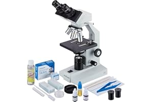 AmScope B100C-SP14-CLS-50P100S Binocular Biological Microscope 40X-2500X with Extensive Slide Preparation Kit