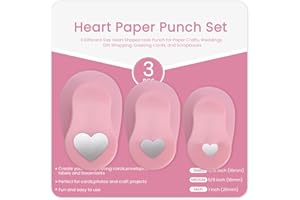 HAUSTGO 3PCS Heart Punch Set, 3/8 Inch, 5/8 Inch, 1 Inch Heart Hole Punch Set for Scrapbooking, Card Making, DIY Photo Albums, Gift Tags and Homemade Confetti