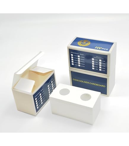 thumbnail image 2 of 400 Pack 2x2 Premium Quarter Paper Coin Holders | Cardboard Flips For 26.5mm Coins | White 2 of 6