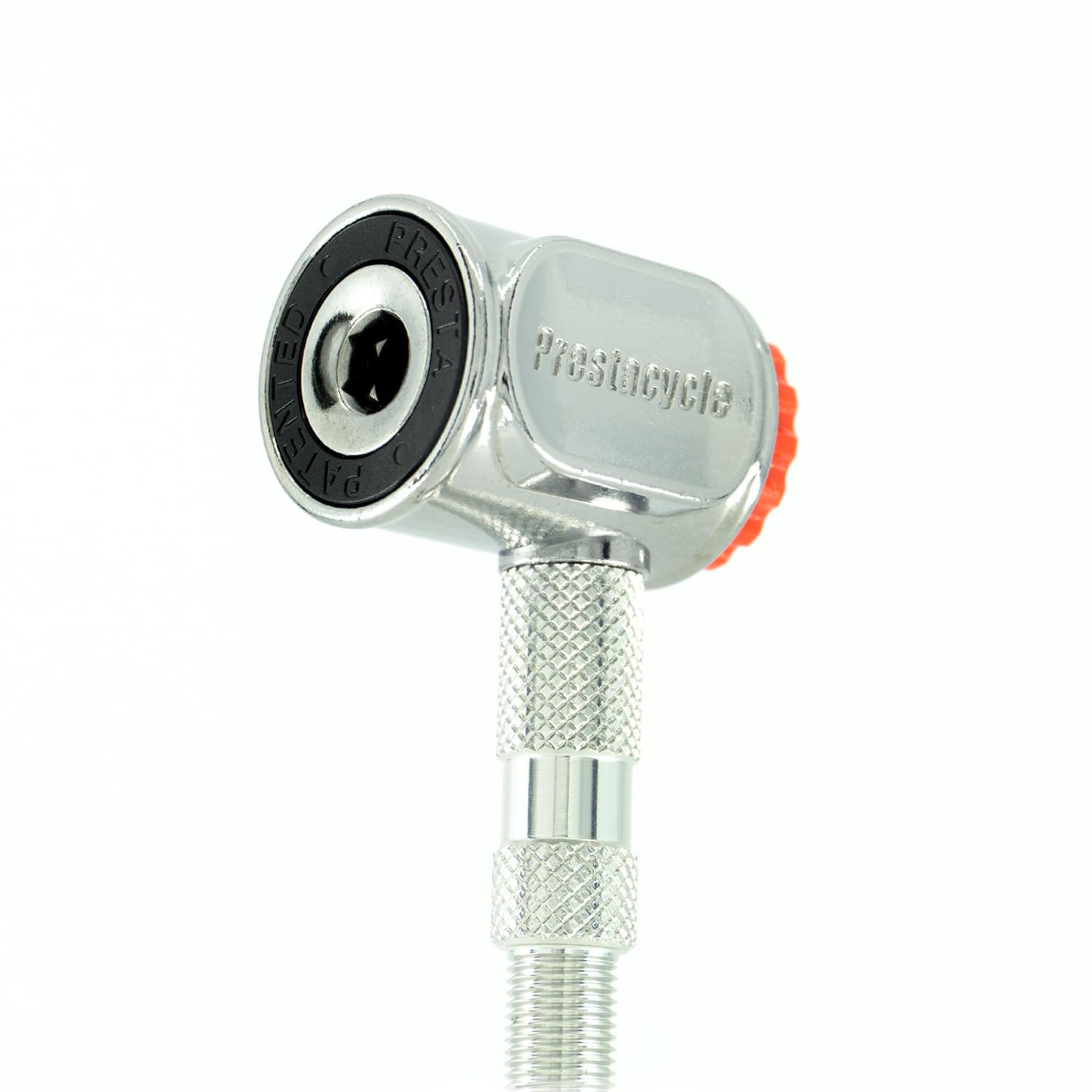 Photo 1 of Prestacycle Presta Head – Auto-Lock Bicycle Tire Pump Head for Tubeless & Presta Valves, 90° Steel Design, Presta Valve Pump, Presta Adapter, Compatible with Prestaflator Pro & Premium Floor Pumps