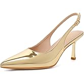 Susanny Slingback Heels for Women Pointed Closed Toe Stiletto Kitten Women's Sexy High Heeled Pumps Stray Casual Dressy Shoes Comfortable Wedding Brida Party Office