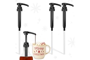 RELUEN Set of 4 Syrup Pumps for Coffee Bar - Coffee Syrup Pump Dispenser for Holiday Drink Creations, 12.4" - Fits Most Skinny Bottles, Adjustable Length & Lockable Design Nice Gift for Home & Commercial Use
