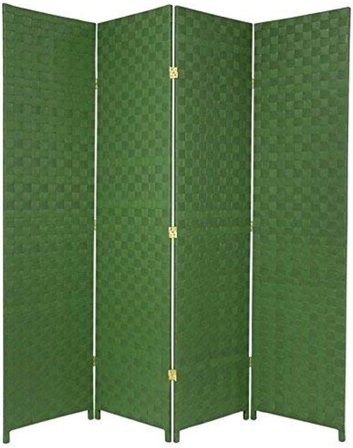 Outdoor Curtains - Oriental Furniture 6 ft. Tall Woven Fiber-Outdoor All Weather-Room-Divider - 4 Panel - Green