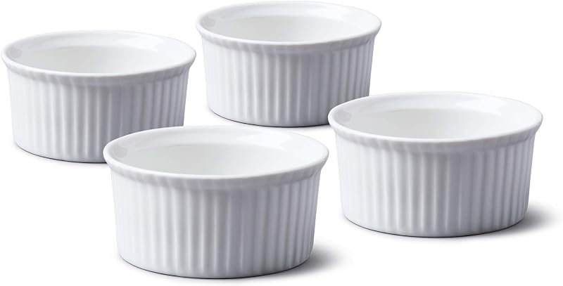 WM Bartleet & Sons 1750 4 x Porcelain Ramekins 7.5cm White