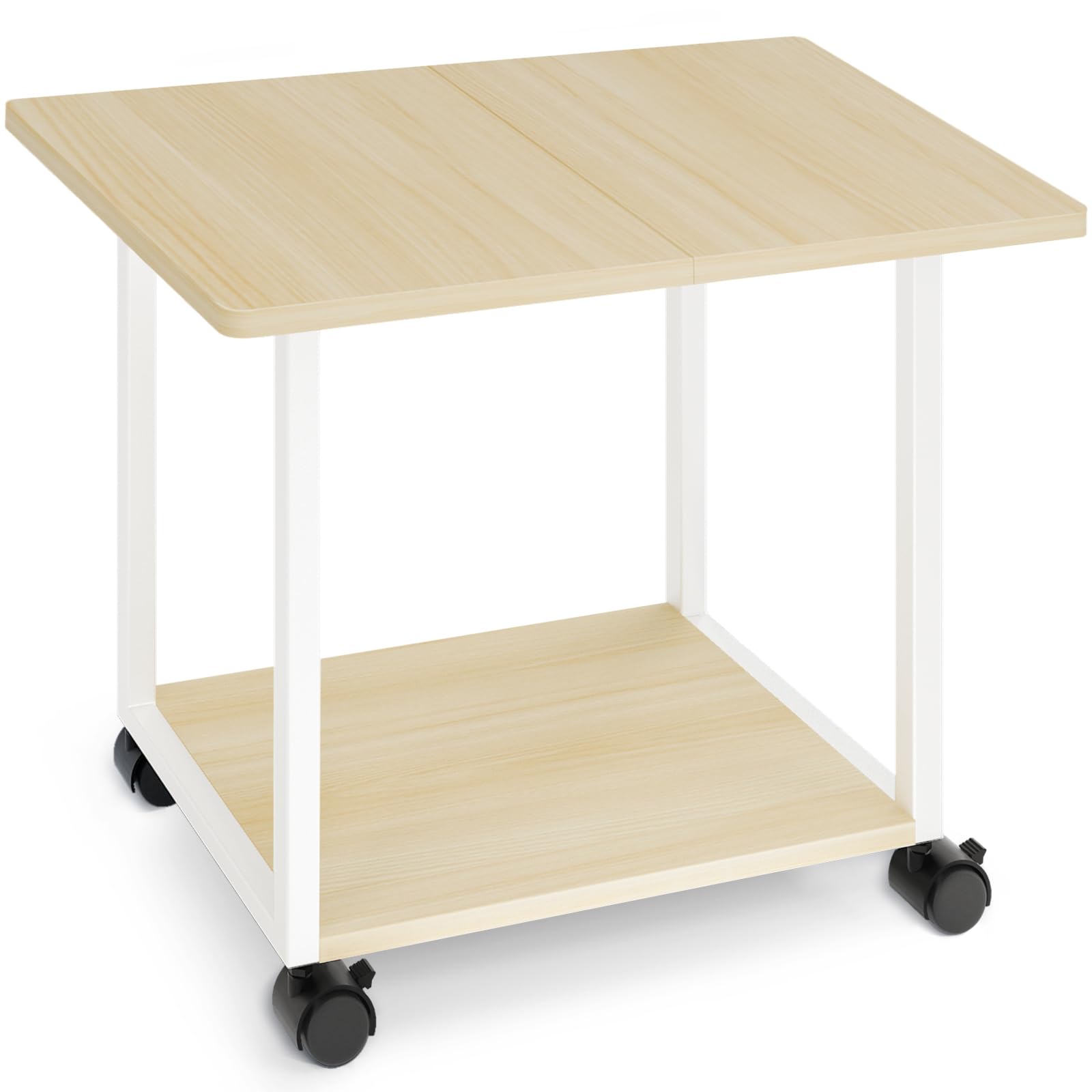 Photo 1 of MARTY 22"x15.75" Large Under Desk Printer Stand with Storage Shelf 2-Tier Rolling Printer Cart with Wheels Printer Table for Home Office Heavy Duty Storage Rack for Scanner Fax Machine, Maple