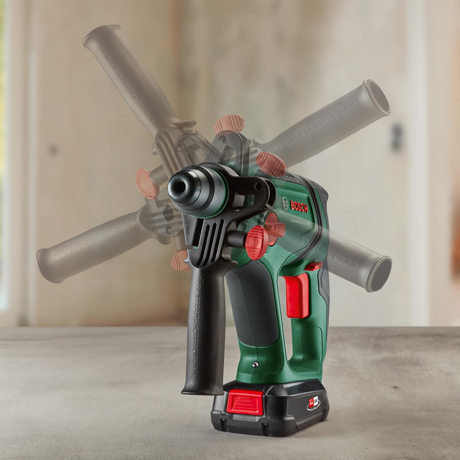 Bosch Akku-Bohrhammer UniversalHammer 18V (Ohne Akku; 18 Volt System; mit Rundschaftadapter; zum Bohren, Hammerbohren, Meißeln und Schrauben; im Karton) 2