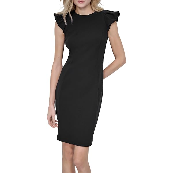 Calvin Klein Faux Leather Short Sheath Dress with Short Sleeves Black 2 at  Amazon Women's Clothing store
