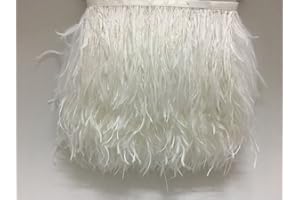 ADAMAI Natural Ostrich Feathers Trims Fringe DIY Dress Sewing Crafts Costumes Decoration Pack of 2 Yards (White)