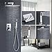Votamuta Bathroom Single Handle Shower Faucet Trim Valve Body Hand Shower Complete Kit Modern Square, Polished Chrome