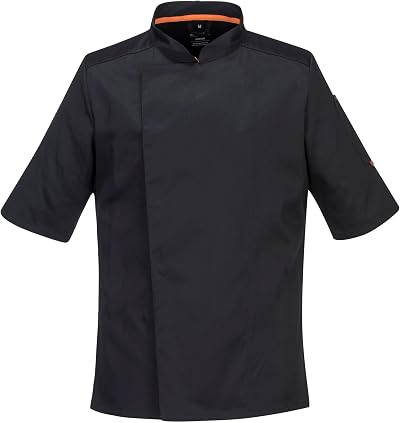 Portwest C738 Men’s Mesh Air Pro Chef Jacket Short Sleeve Black M