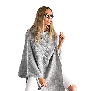 Damen Poncho Herbst Winter Strickpullover Elegante Mode Vintage