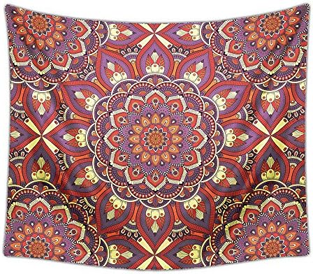 Redland Art Popular Handicrafts Bohemian Hippie Mandala Psychedelic Intricate Floral Indian Magical Thinking Tapestry Bedspread Wall Art Hanging Decor 51x59Inches Purple