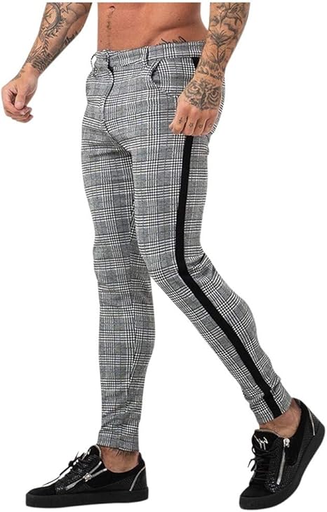 mens slim fit plaid trousers