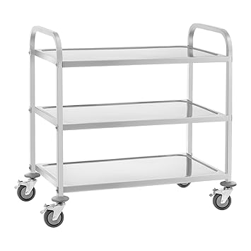 Royal Catering RCSW 3A Carro Cocina Carrito de Servicio con Ruedas (3 Bandejas, Capacidad