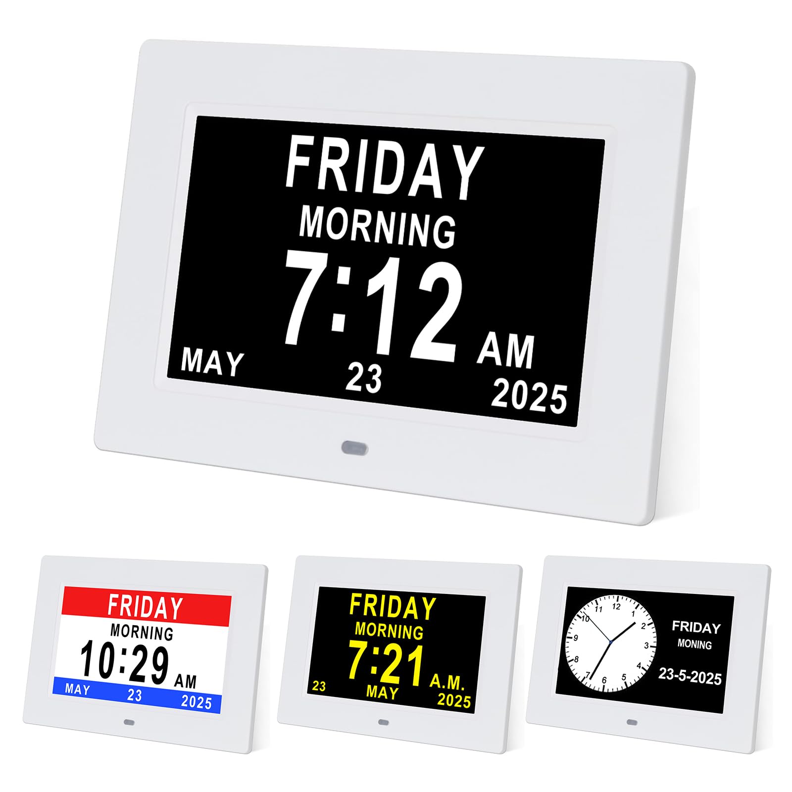 TMCC Dementia Clock - 7 Inch Digital Day Calendar Clock with 12 Alarms, High Contrast Display, Full Spelling Date/Day/Month (Memory Loss/Seniors/Alzheimer's), Good Gifts for People with Dementia