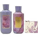 Bath & Body Works Vanilla Ease Body Wash and Body Lotion Duo Set with a Lavender Dream Bar Soap - Full Size