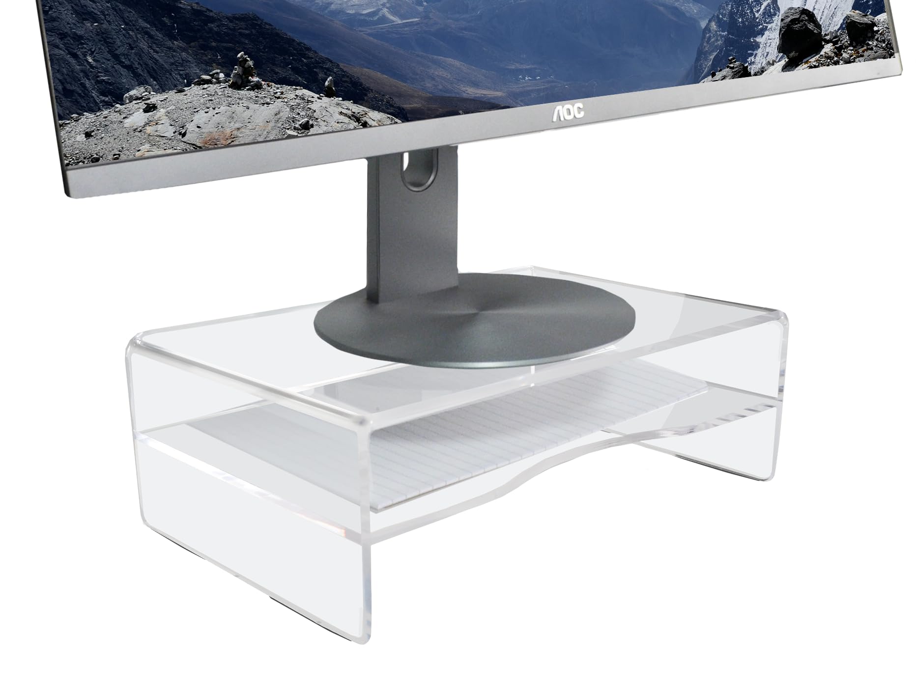 Desq Acrylic Monitor Stand Height 120 mm Letter Tray Dutch Design Transparent