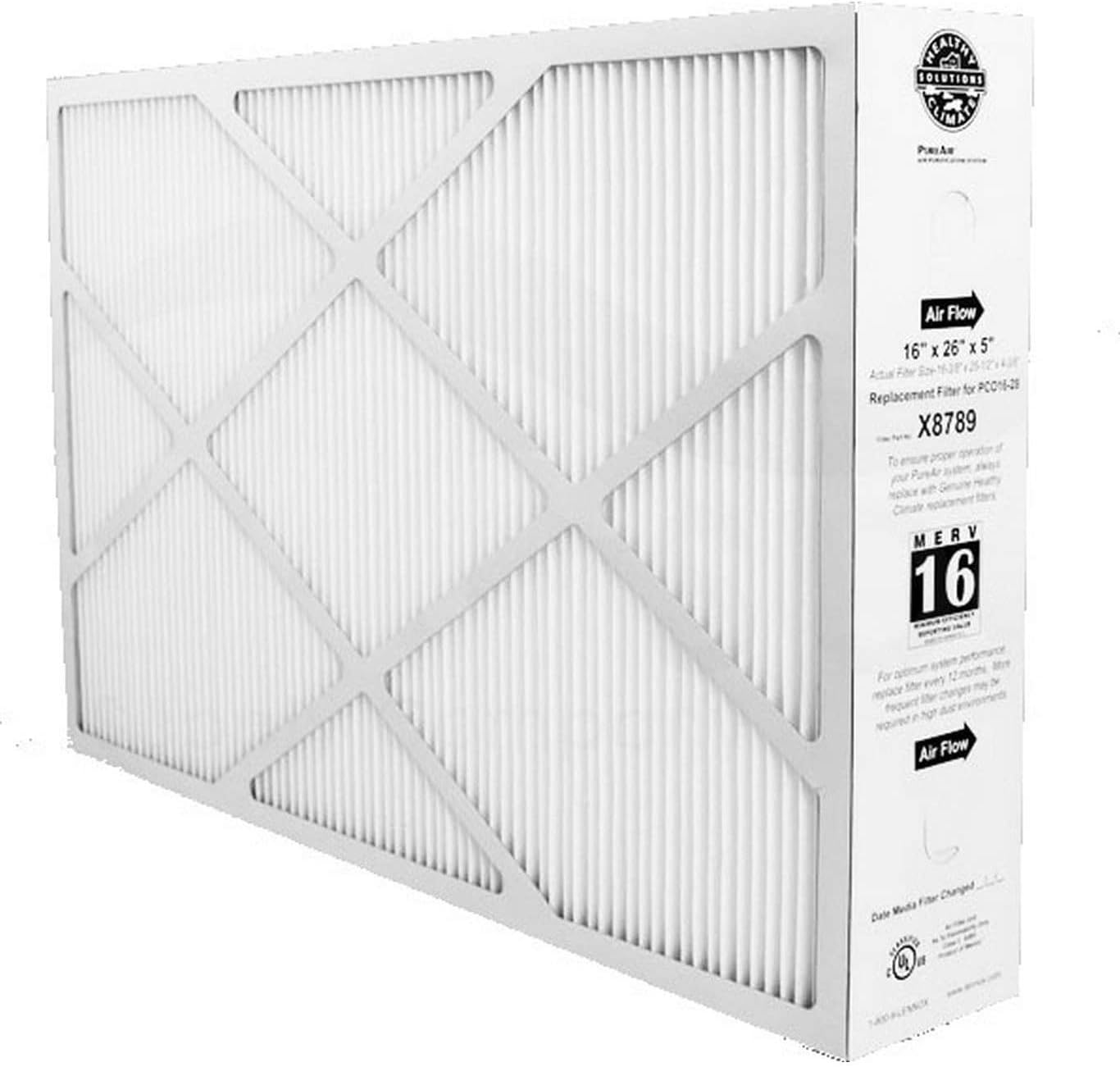 Lennox X8789 16 x 26 x 5 Inch MERV 16 Efficient Air Filter Replacement for PureAir PCO16-28 Air Purifier Cleaner Purification Systems