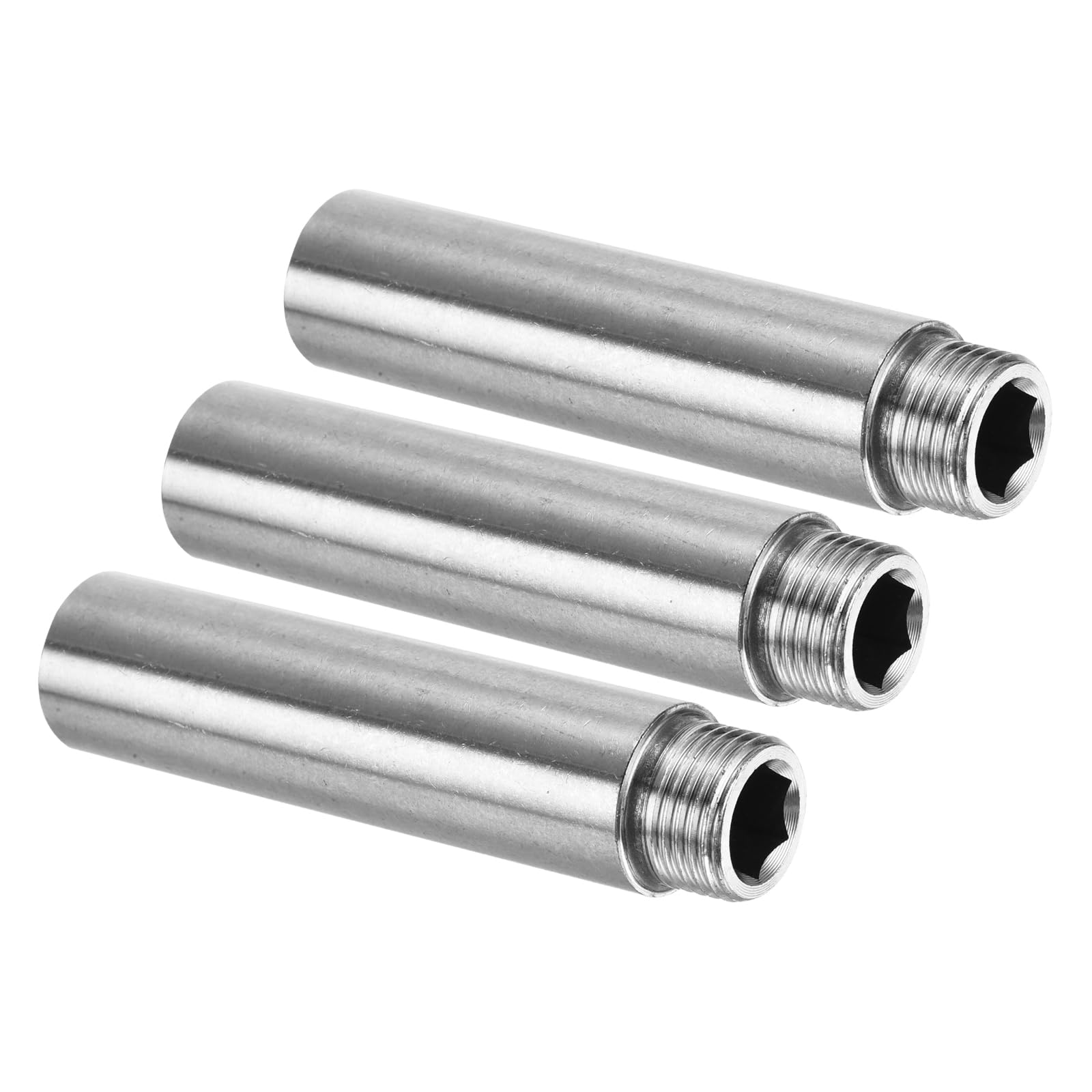 PATIKIL Shower Head Extension Arm, 3 Pack 201 Stainless Steel G1/2 Male to Female Thread 102mm Length Pipe Fitting Shower Head Extender