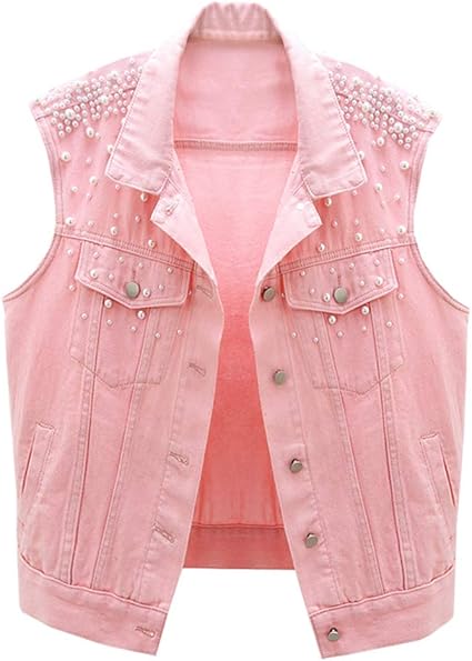 pink jean vest