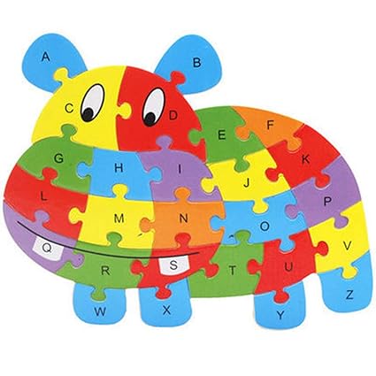 stephblack Interesting 26 Patterns Wooden Animal Alphabet Early Learning Puzzle Jigsaw for Kids Baby Educational Learing Intelligent Toys High(None Color)
