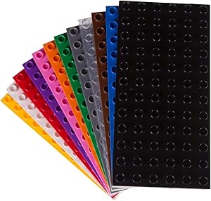 Classic Big Briks Baseplates by Strictly Bricks | Premium 7.5" x 3.75" Large Brick Building Base Plates | 100% Compatible with All Major Large Brick Brands | 12 Stackable Baseplates: Rainbow Colors